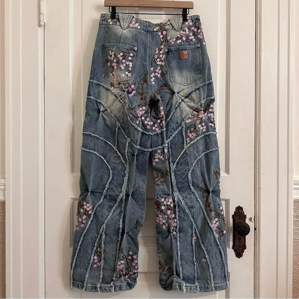 Bad Son CHERRY BLOSSOM DENIM PANTS JEANS Size Small NWT - Picture 4 of 10